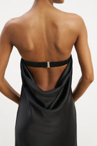 Satin Cowl Back Maxi Dress - Black