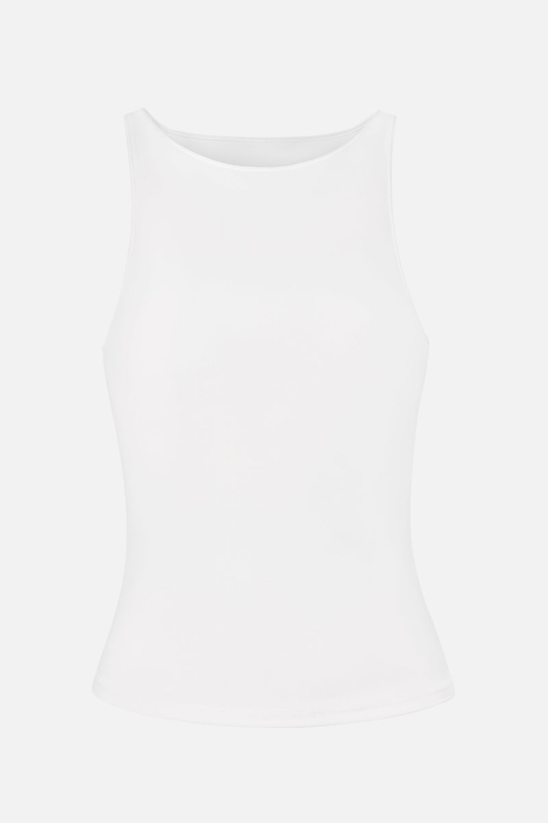 Boat Neck Tank Top - White