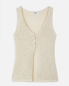 Crochet Knit V Neck Waistcoat - Cream