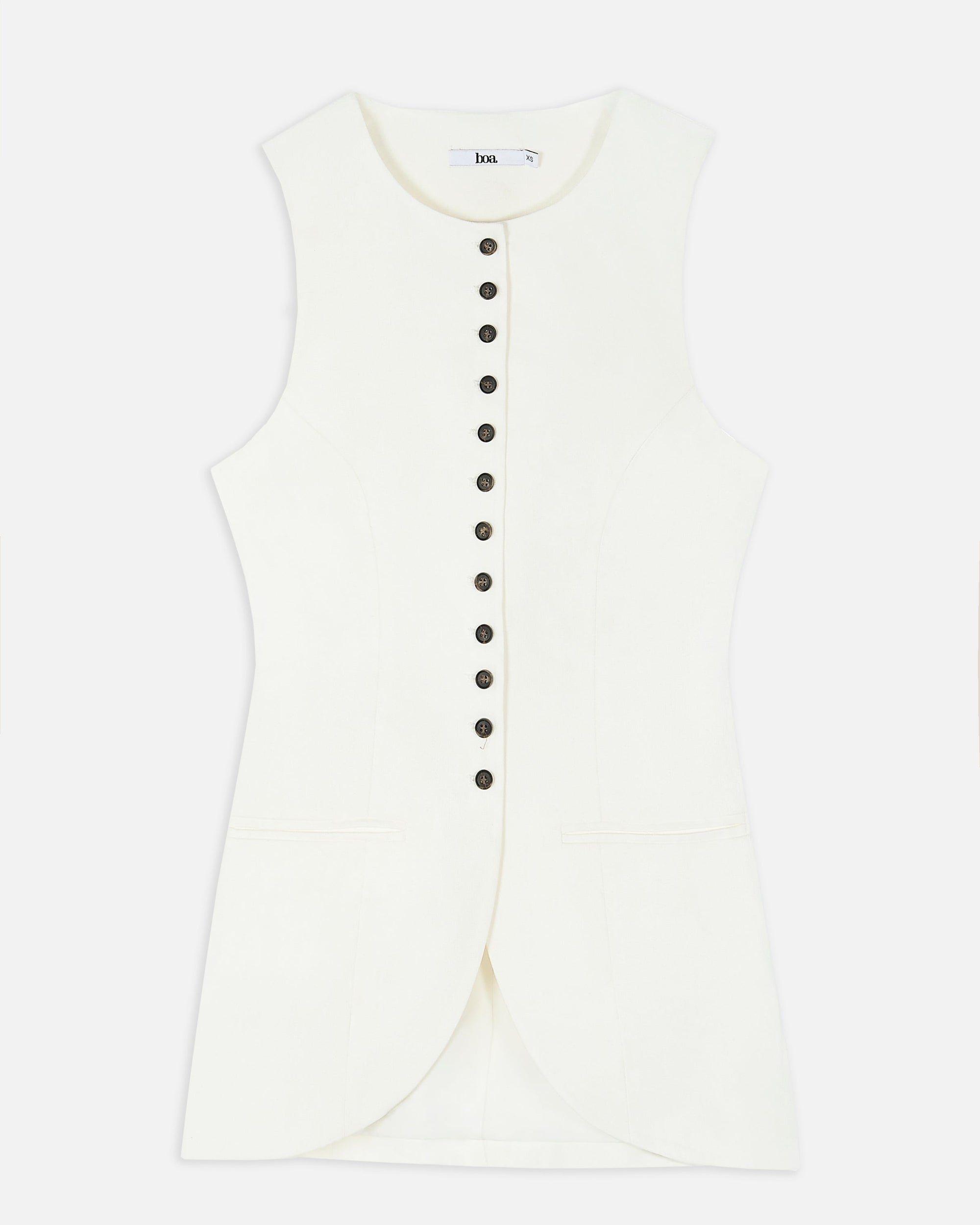 Tailored Linen Peplum Waistcoat - White