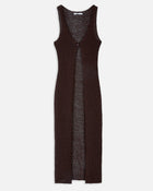 Crochet Knit V Neck Maxi Waistcoat - Carob