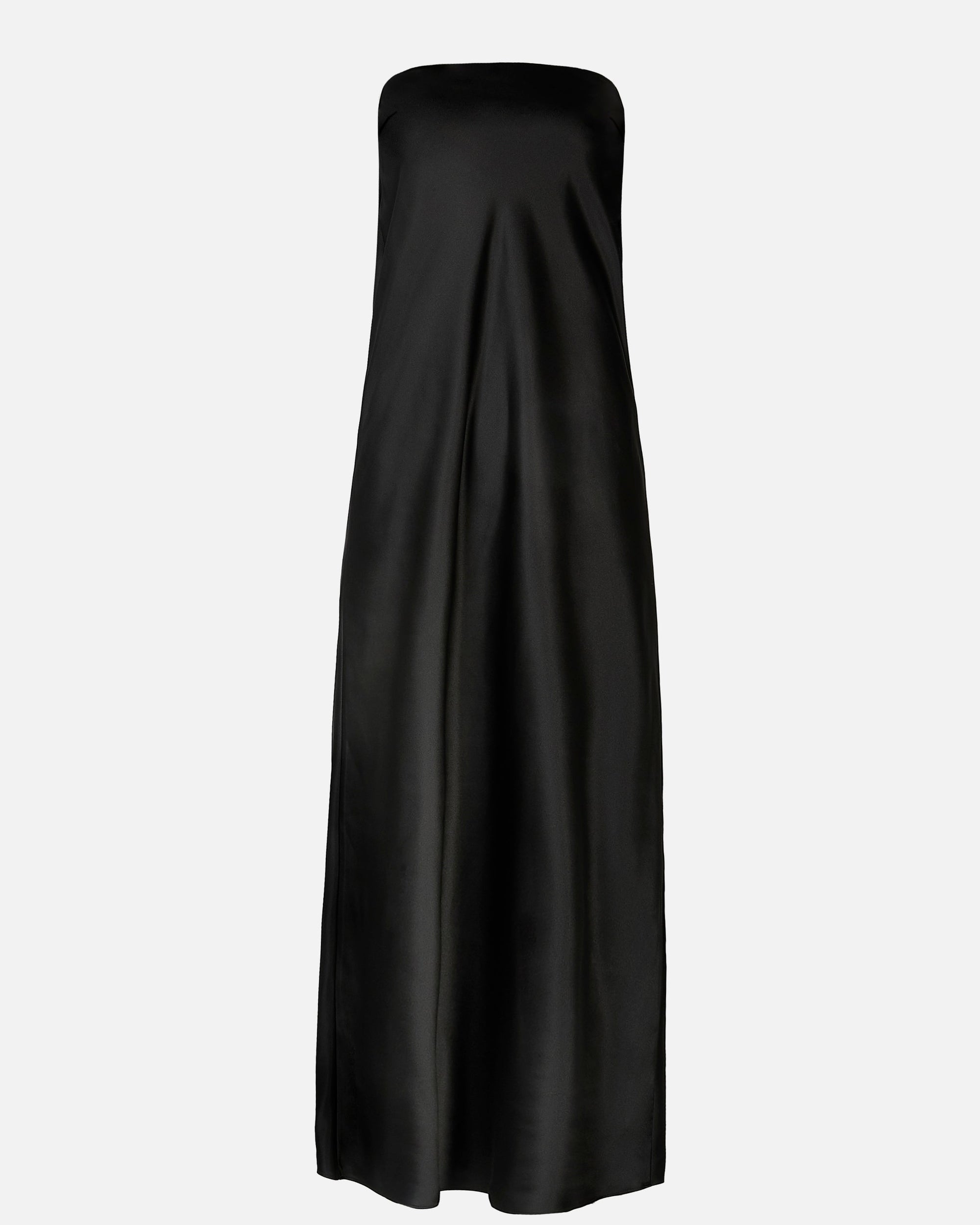 black satin cowl back dress asos TFNC Plus long sleeve satin cowl back maxi dress in black