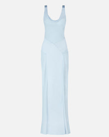 Cowl Neck Satin Panel Gown - Powder Blue