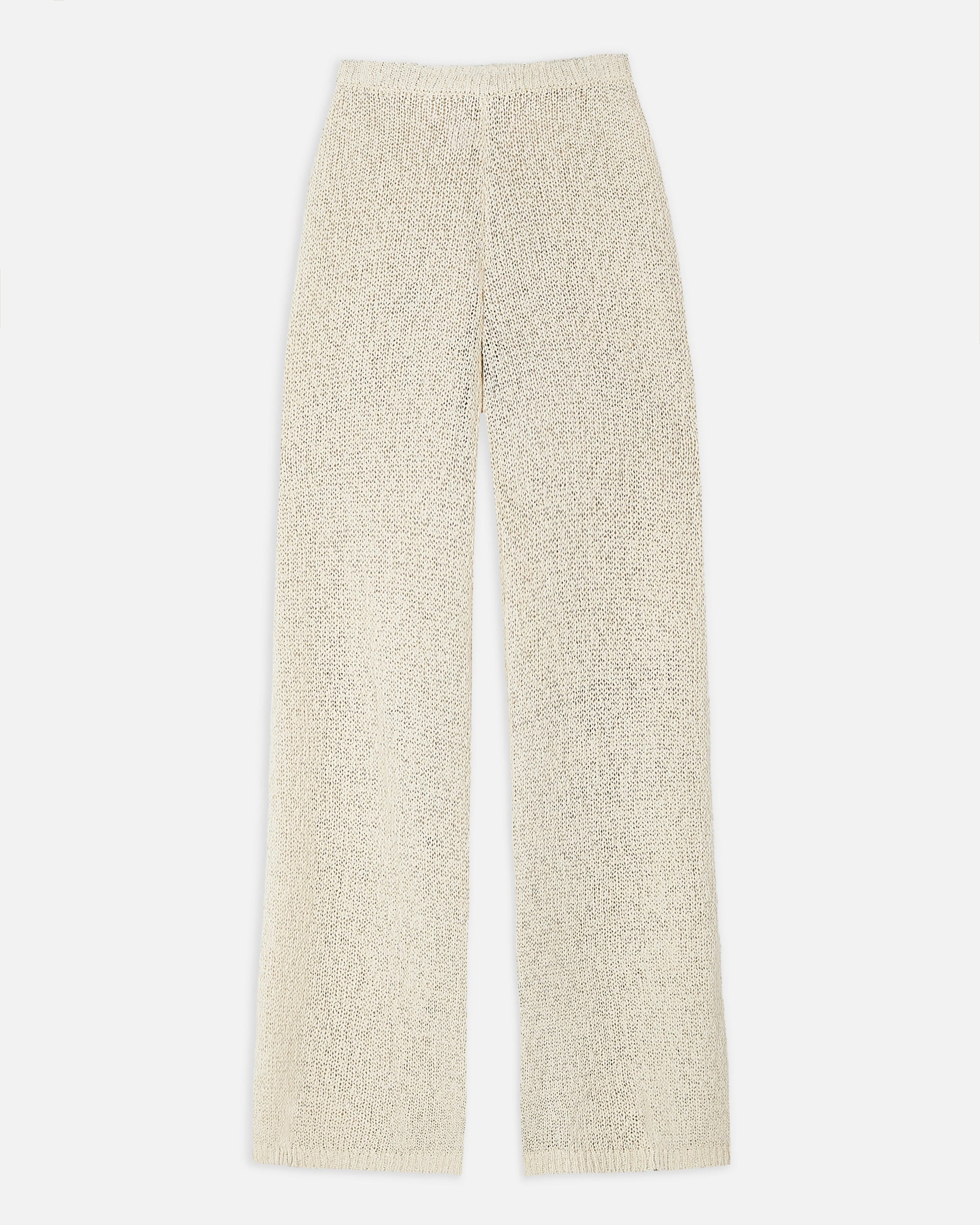 Crochet Knit Wide Leg Trousers - Cream