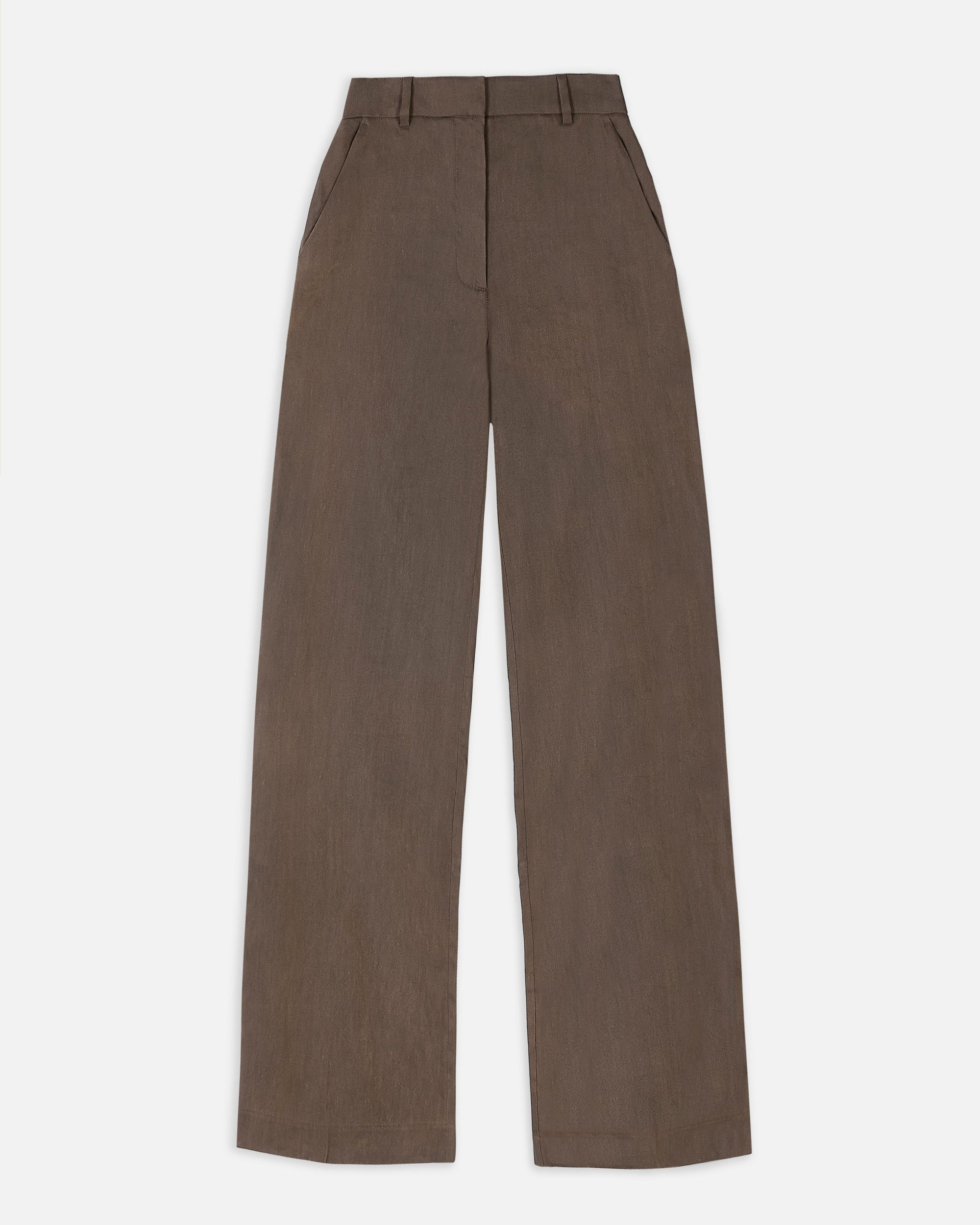 Tailored Linen High Rise Trousers - Truffle