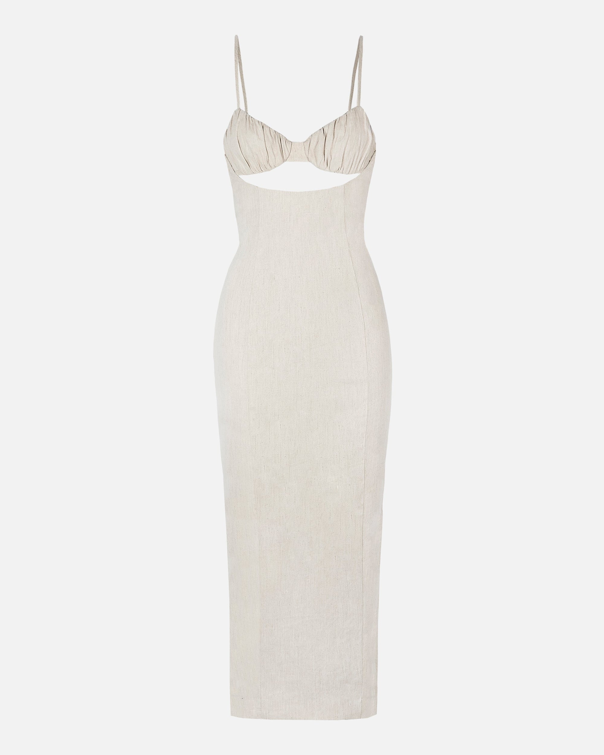 Tailored Linen Bustier Maxi Dress - Birch Tailored Linen Bustier Maxi Dress - Birch