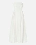 Strapless Linen A Line Maxi Dress - White