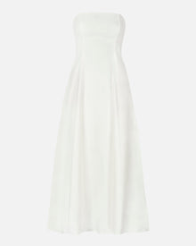 Strapless Linen A Line Maxi Dress - White