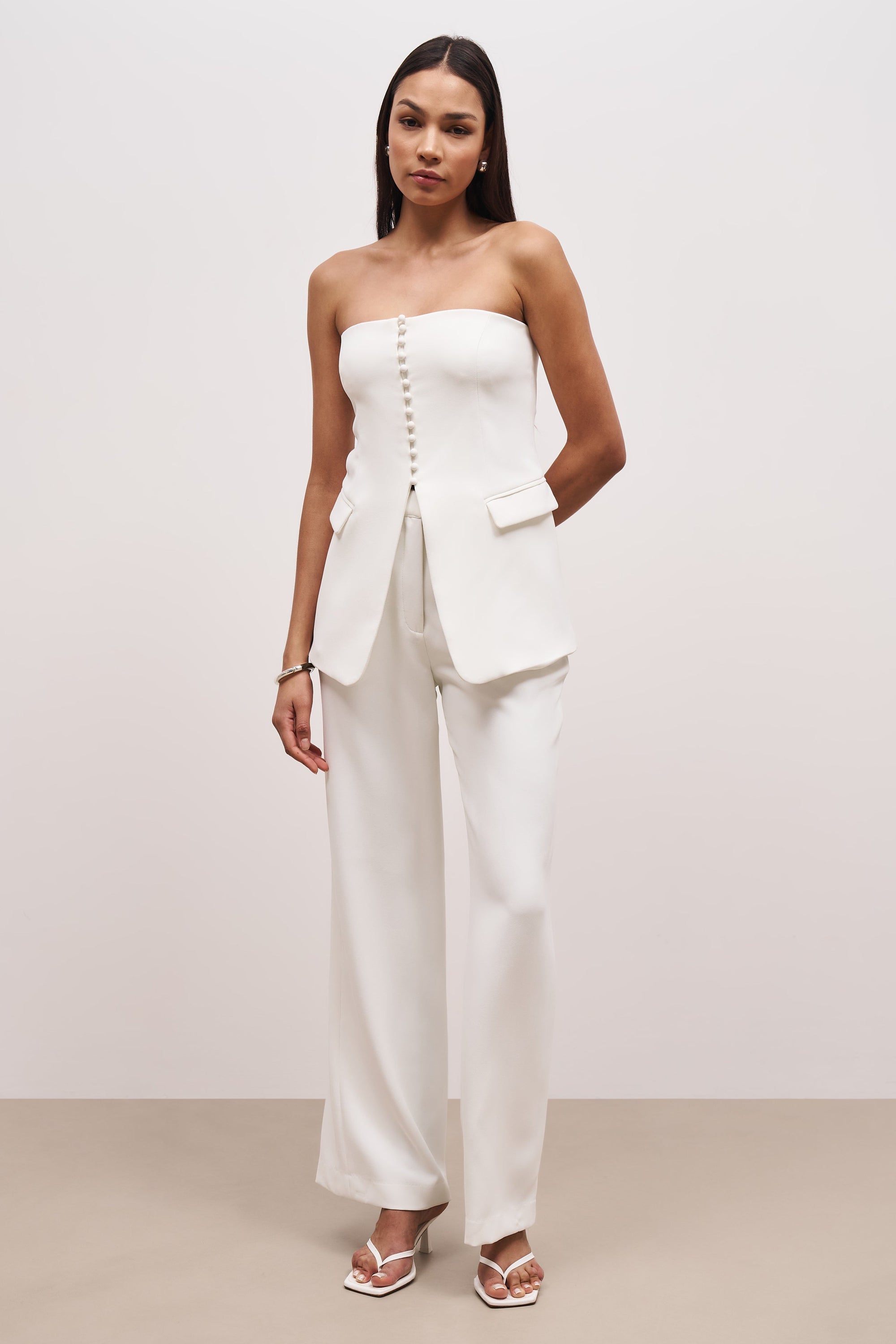 Strapless Peplum Bodice - White
