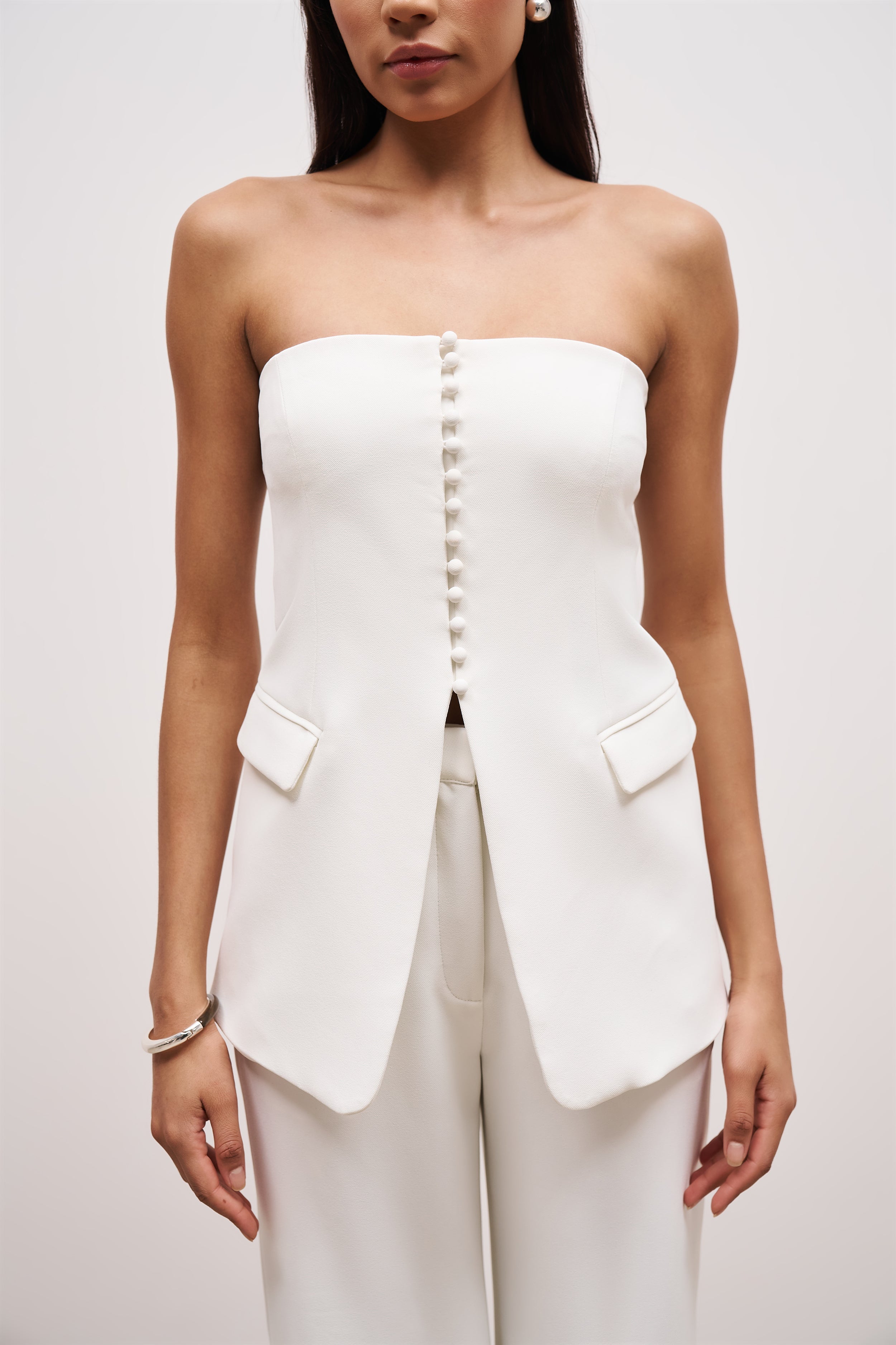Strapless Peplum Bodice - White