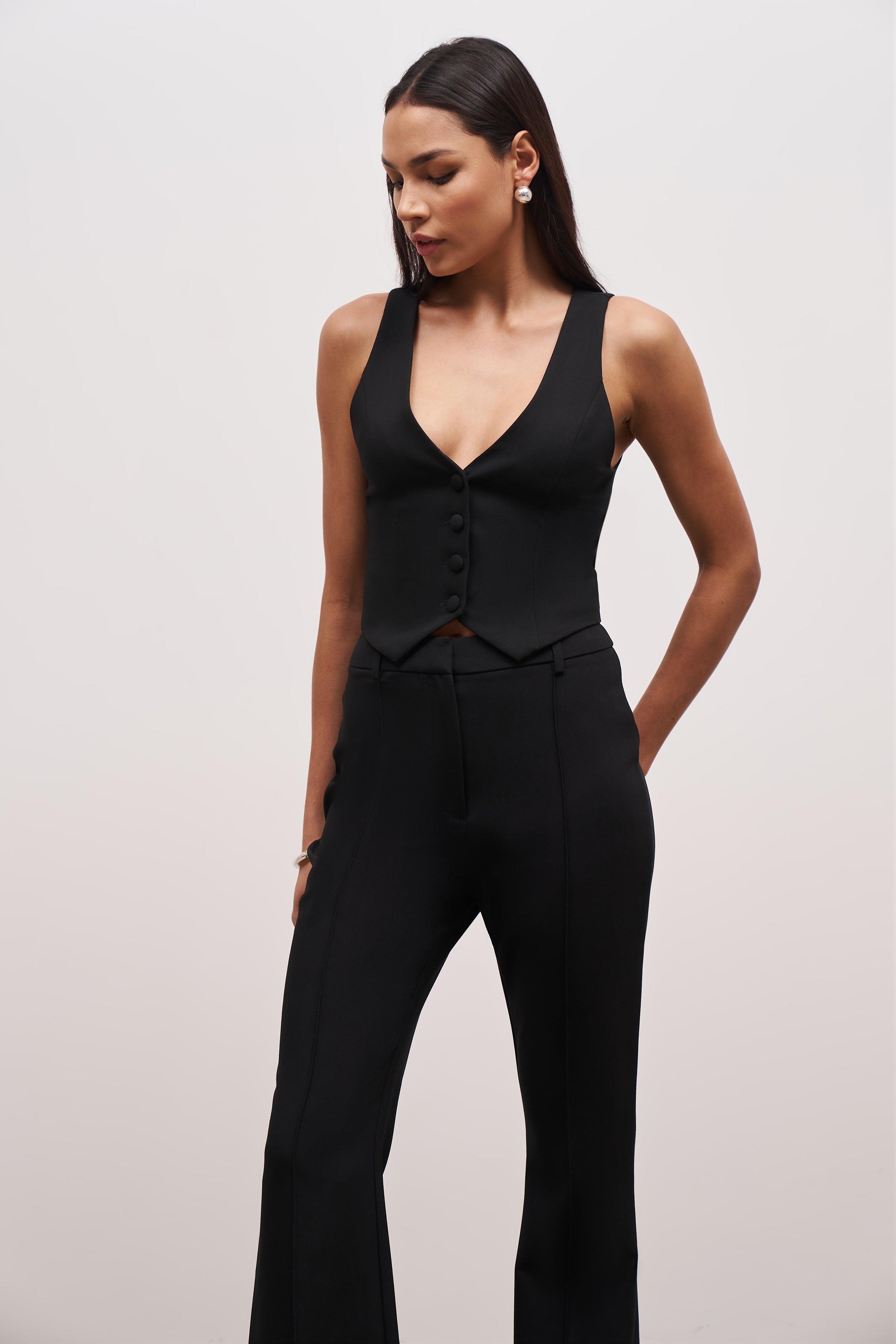 ALENCY WAIST CUT SUIT BLACK