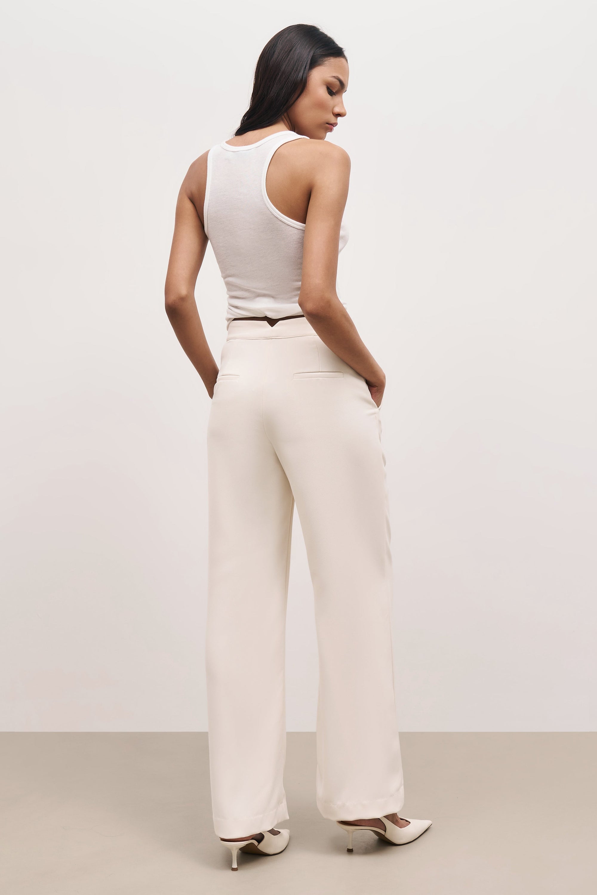 Effortless Wide Leg Trousers - Cream