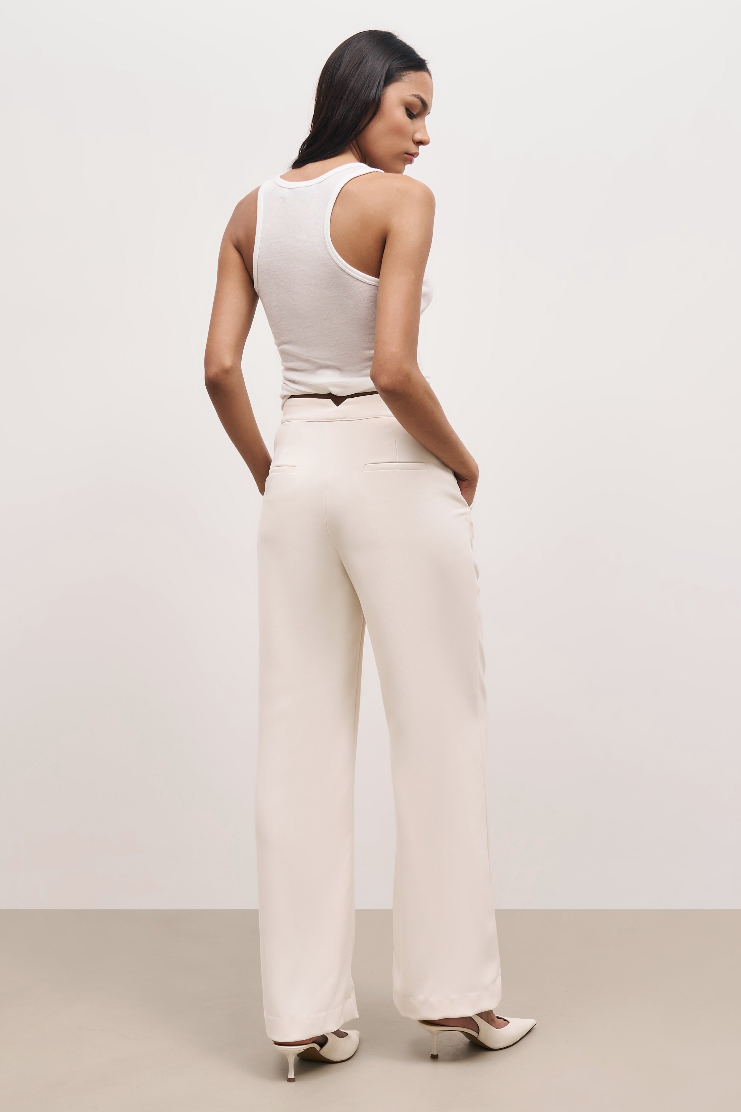 Effortless Wide Leg Trousers - Cream