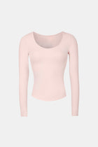 Base Sculpting Scoop Neck Long Sleeve Top - Marshmallow