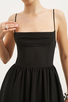 Chiffon Tiered Babydoll Mini Dress - Black