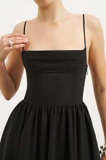 Chiffon Tiered Babydoll Mini Dress - Black