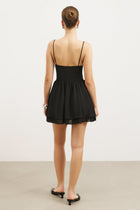 Chiffon Tiered Babydoll Mini Dress - Black