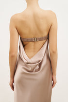 Satin Cowl Back Maxi Dress - Taupe