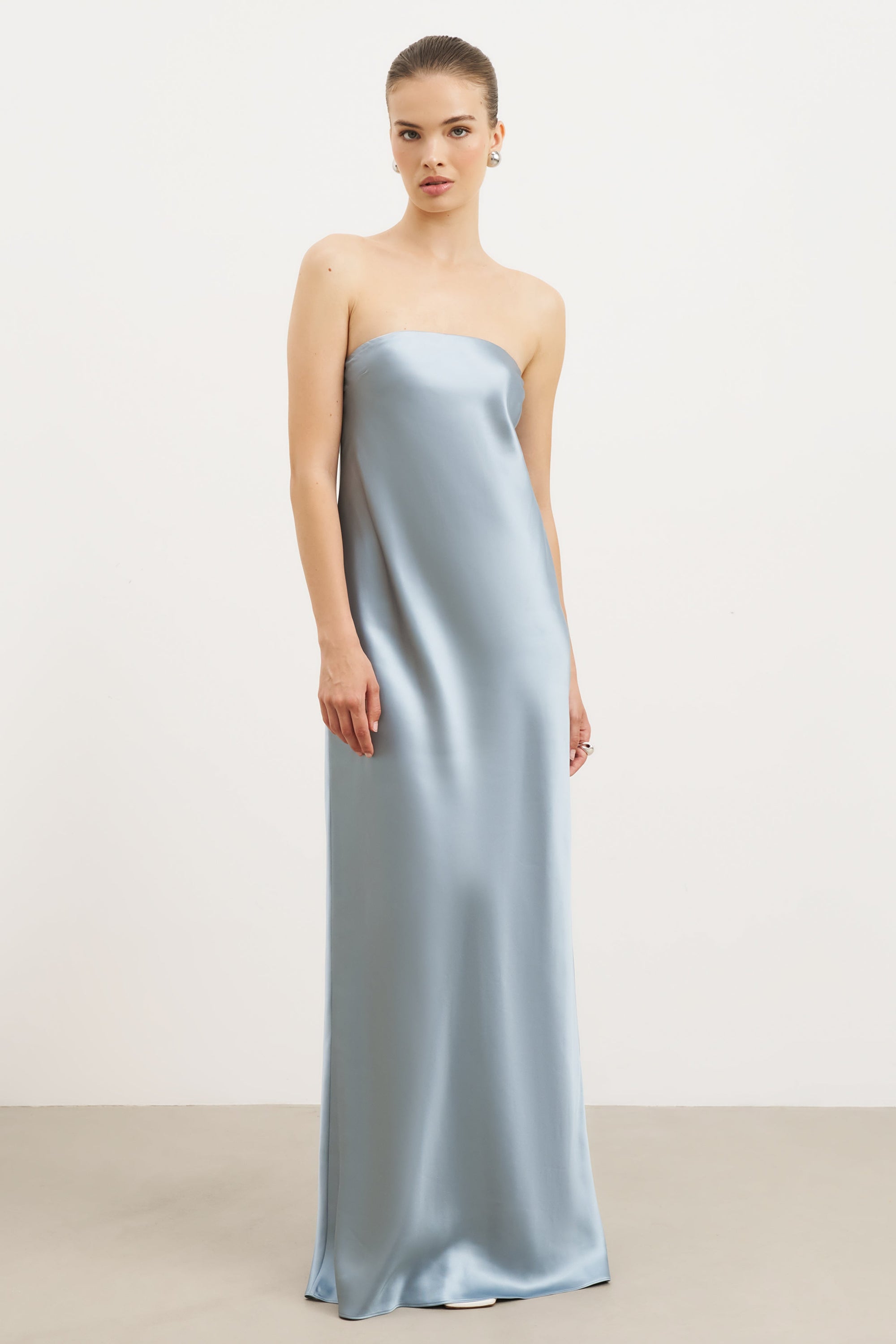 Satin Cowl Back Maxi Dress - Seafoam