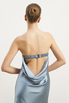 Satin Cowl Back Maxi Dress - Seafoam