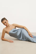 Satin Cowl Back Maxi Dress - Seafoam