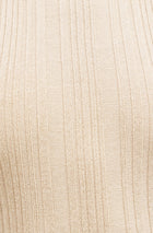 Fine Knit Gathered Halter Neck Maxi Dress - Champagne Shimmer