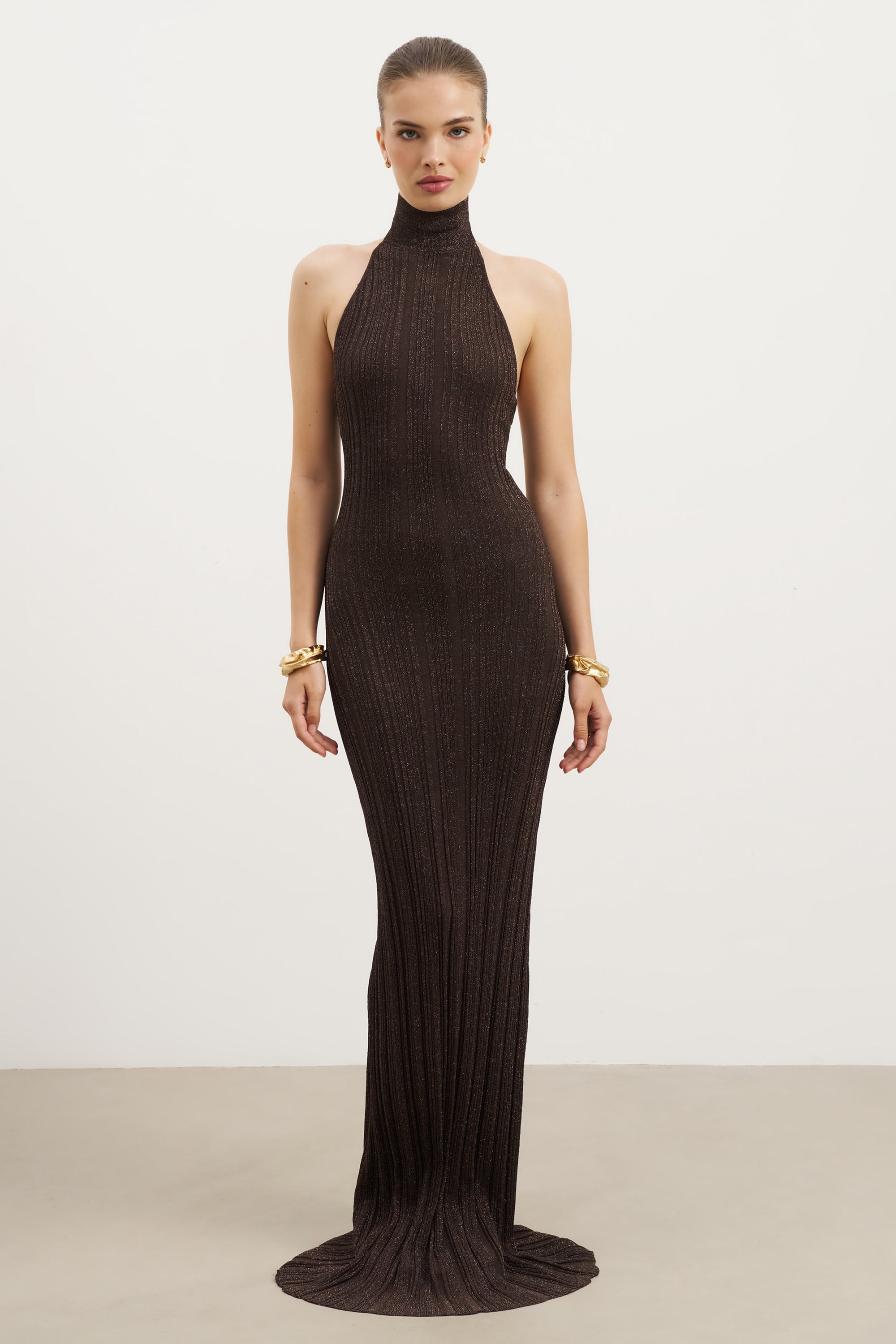 halter knit maxi dress White Louisa Knitwear Maxi Dress