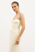 Satin Corset Gown with Sweetheart Neckline - Buttermilk