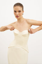 Satin Corset Gown with Sweetheart Neckline - Buttermilk