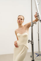 Satin Corset Gown with Sweetheart Neckline - Buttermilk