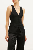 Tailored V-Neck Hourglass Waistcoat - Black