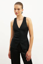Tailored V-Neck Hourglass Waistcoat - Black