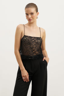 Lace Square Neck Camisole - Black
