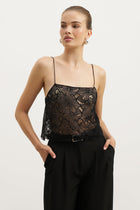 Lace Square Neck Camisole - Black