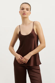 Satin Scoop Neck Camisole - Carob