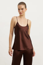 Satin Scoop Neck Camisole - Carob