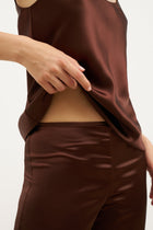 Formal Satin Straight Leg Trousers - Carob