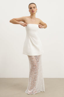 Lace Column Maxi Skirt - White