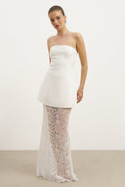 Lace Column Maxi Skirt - White