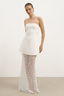 Lace Column Maxi Skirt - White