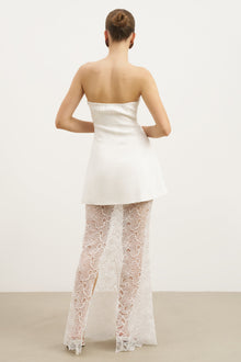 Lace Column Maxi Skirt - White