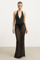 Lace Column Maxi Skirt - Black