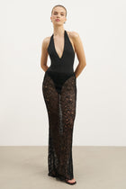 Lace Column Maxi Skirt - Black