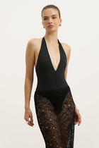 Lace Column Maxi Skirt - Black