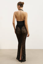 Lace Column Maxi Skirt - Black