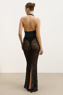 Lace Column Maxi Skirt - Black