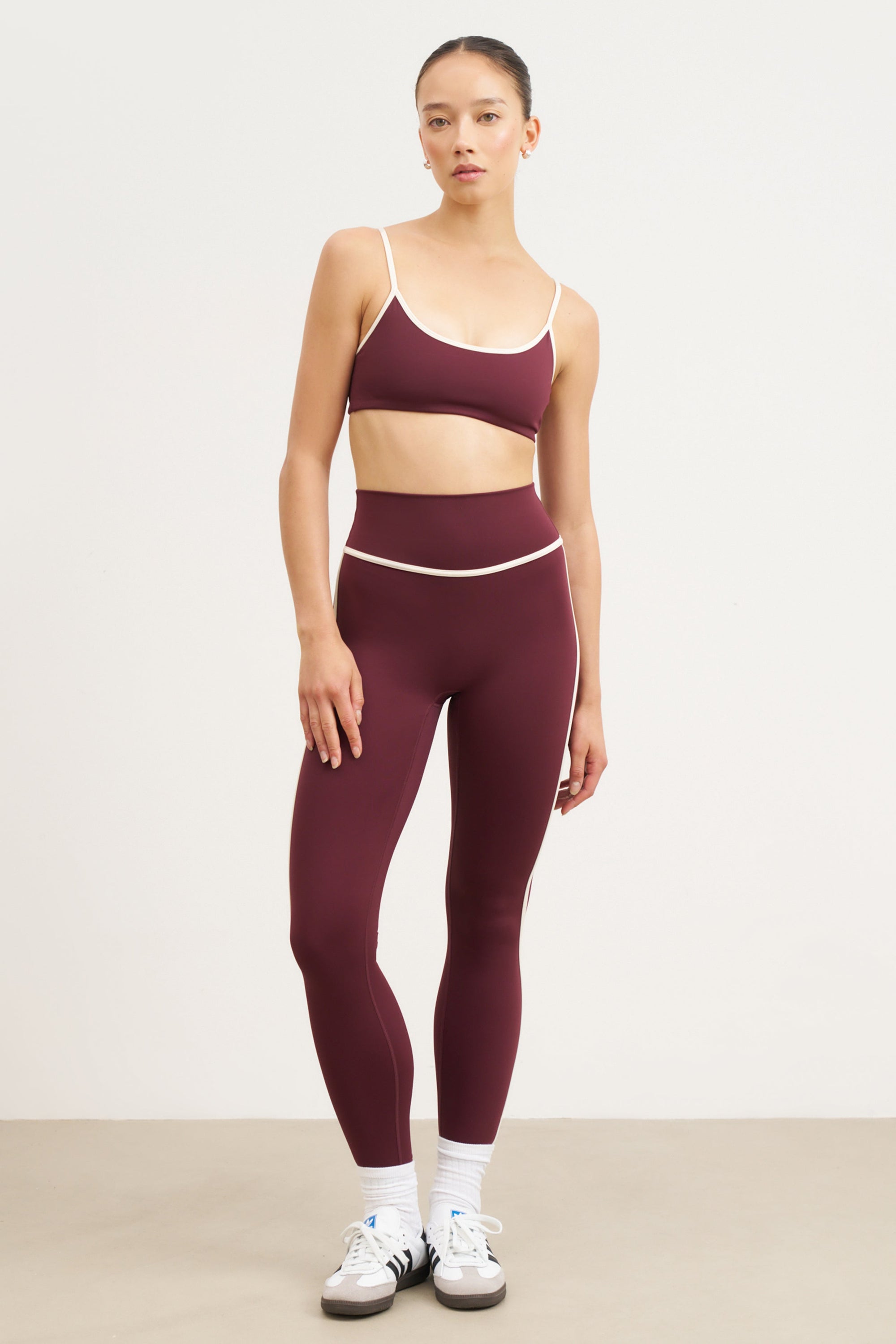 Base Contrast Trim Leggings - Merlot/Tofu
