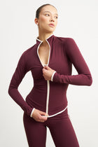 Base Contrast Trim Zip Up Jacket - Merlot/Tofu