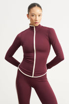 Base Contrast Trim Zip Up Jacket - Merlot/Tofu