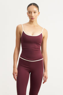 Base Contrast Trim Cami Top - Merlot/Tofu